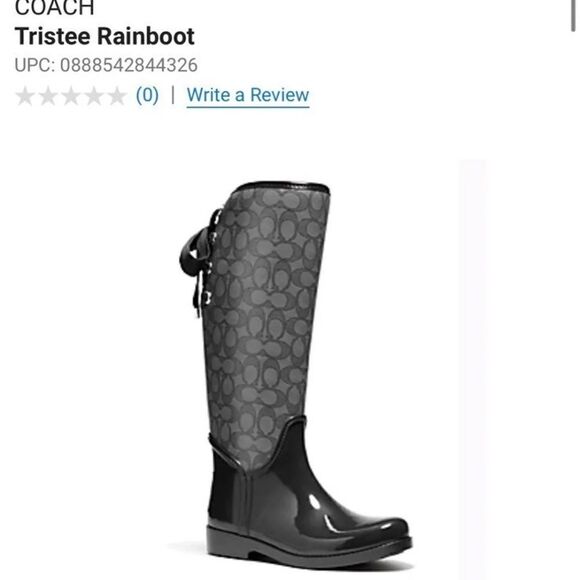Sz 8 coach tristee lace up rain boots black signature snow boots - Picture 1 of 6